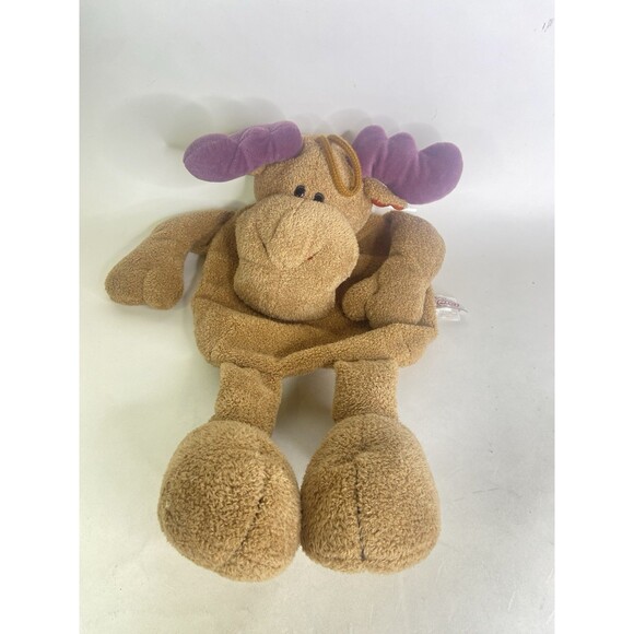 Nici Enesco Moose Reindeer Brown Floppy Hollow Plush Pouch Toy With Zipper - Picture 1 of 6